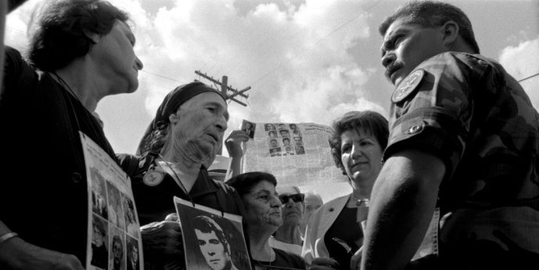 Black and white image of widows and mothers of the missing in Cyprus. 