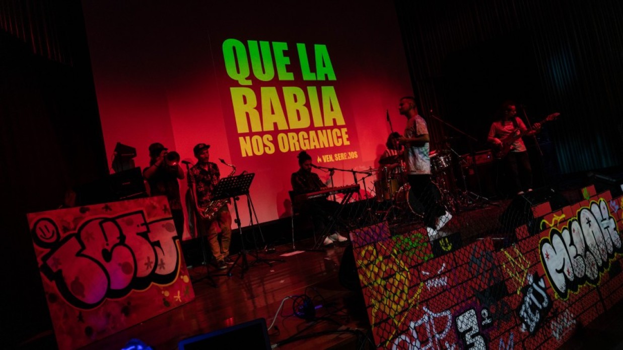 A group of performers onstage.