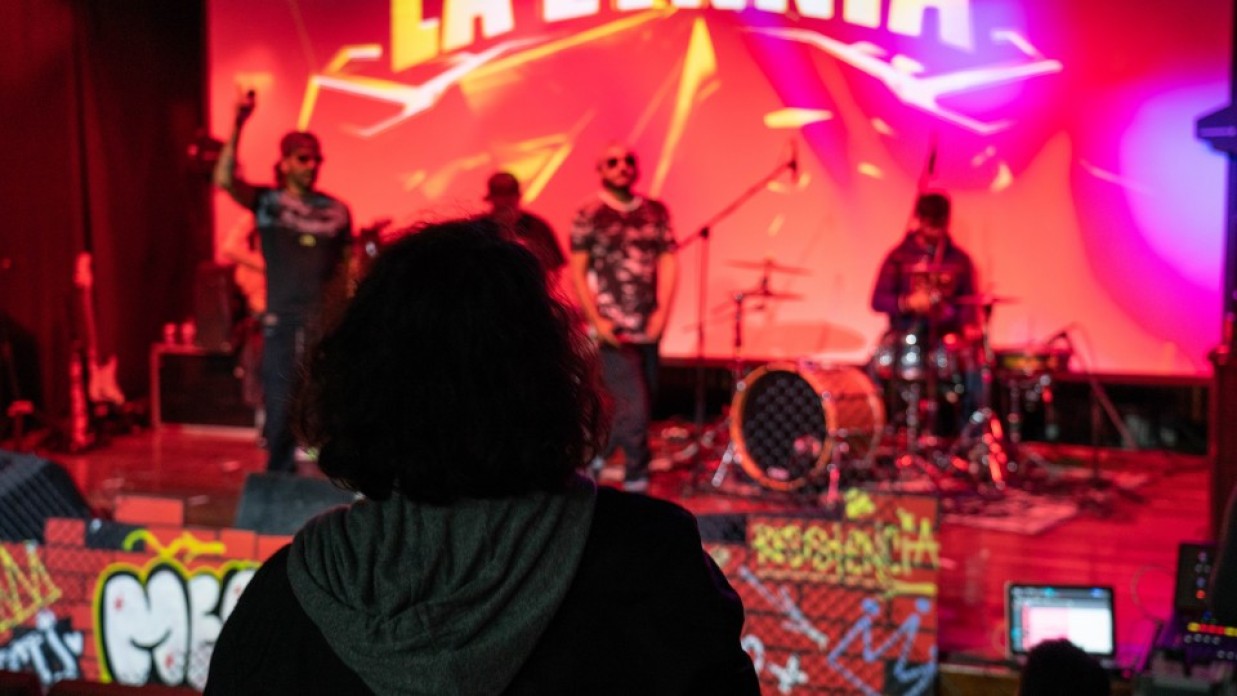 A group of performers onstage.