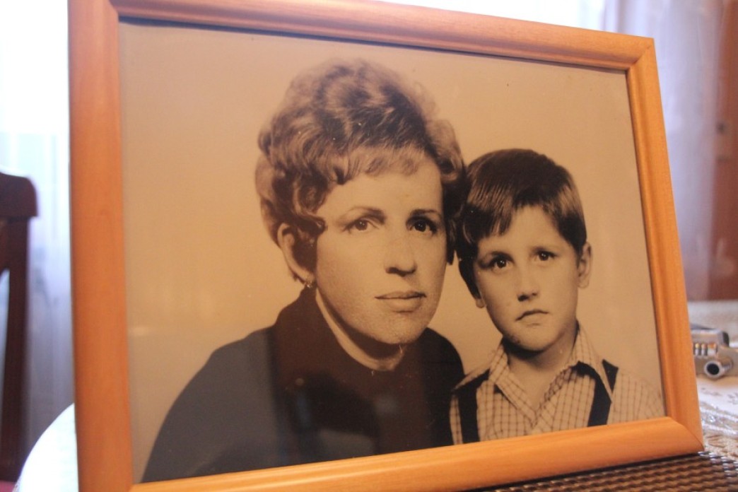 A photograph of a mother and her child.