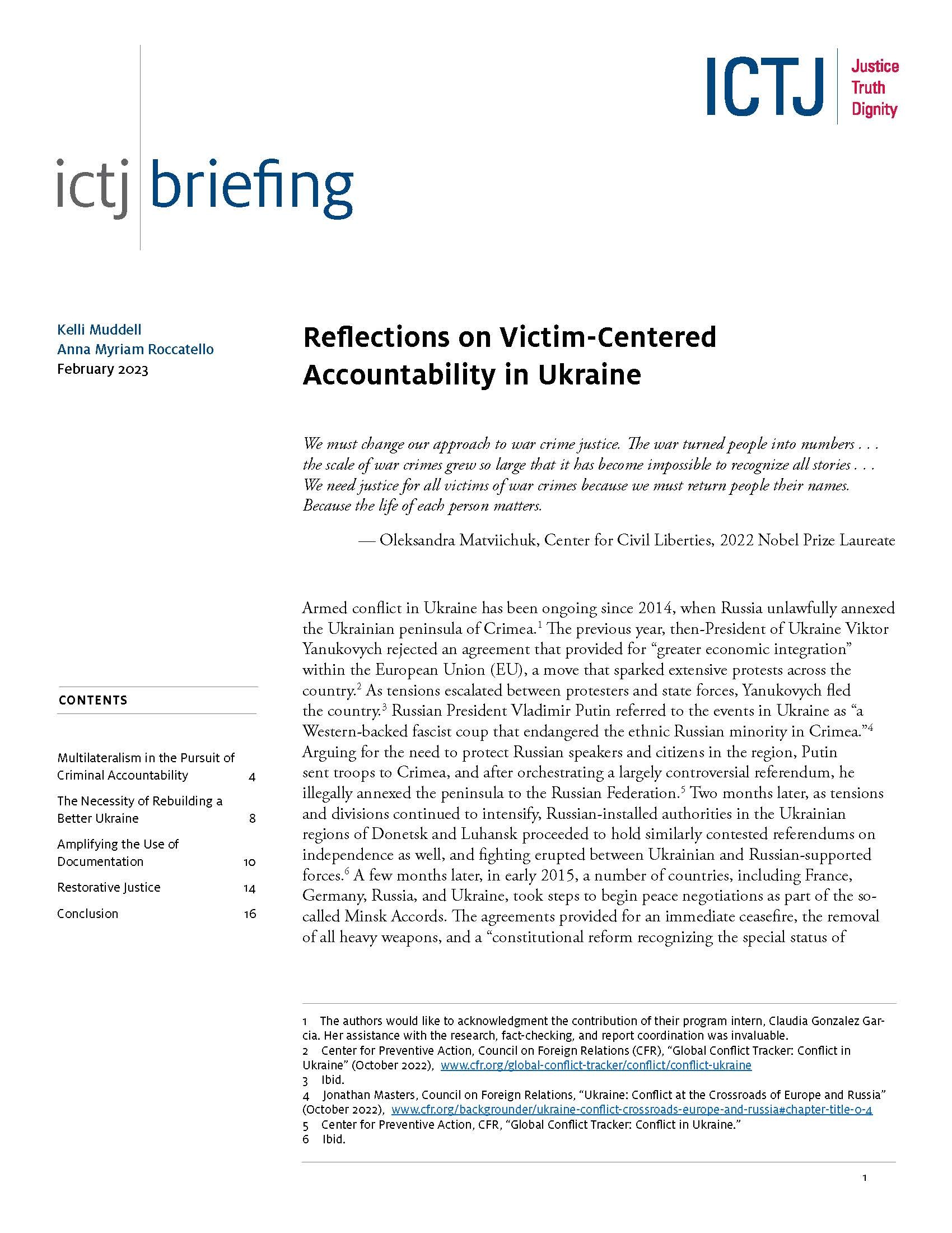 Réflexions sur la responsabilité centrée sur les victimes en Ukraine ...